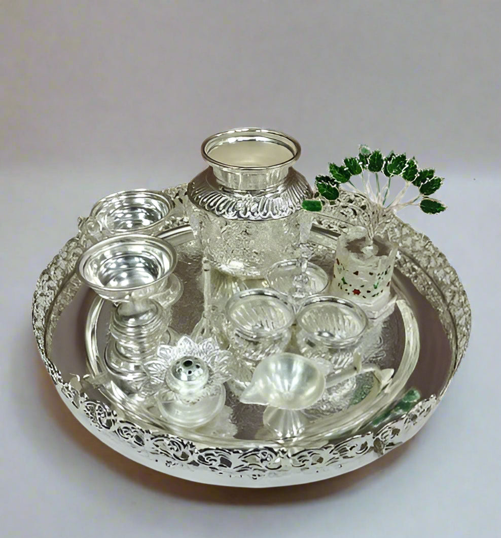 German Silver Combo Pooja thali Set